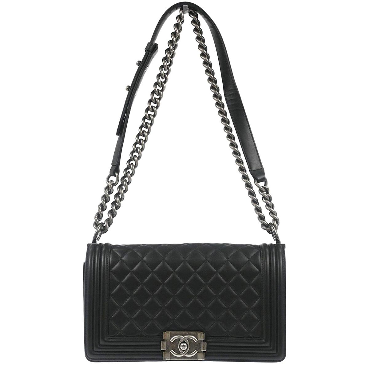 Boy Chanel 2013-2014 Black Lambskin Medium Shoulder Bag