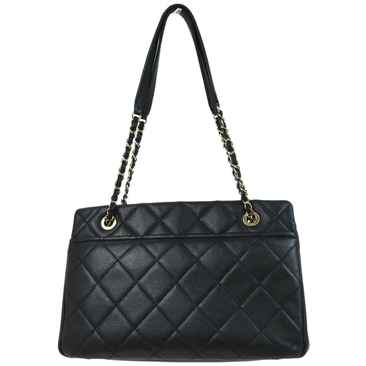 Chanel 2013-2014 Black Caviar Skin Timeless CC Chain Tote Bag