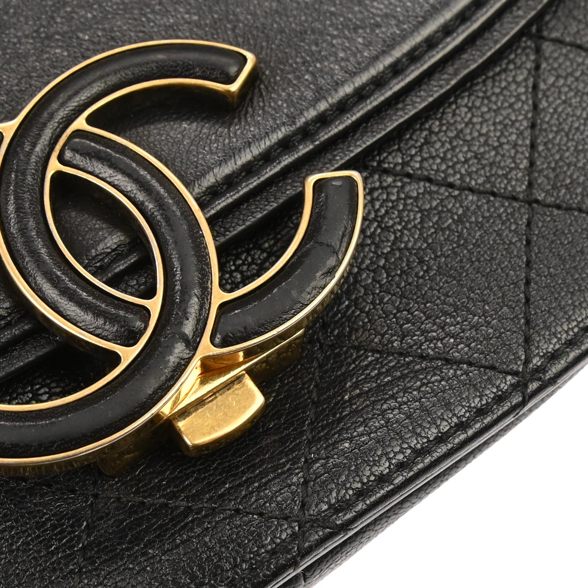 Chanel Black Calfskin Coco Curve 2way Shoulder Handbag