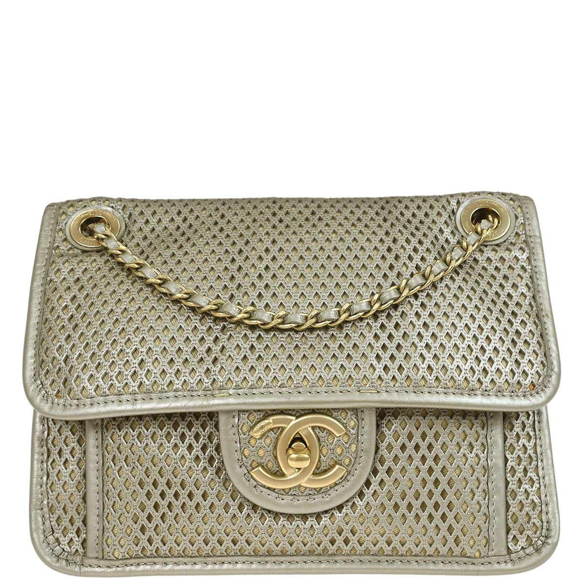 Chanel 2012-2013 Gold Perforated Calfskin French Riviera Shoulder Bag