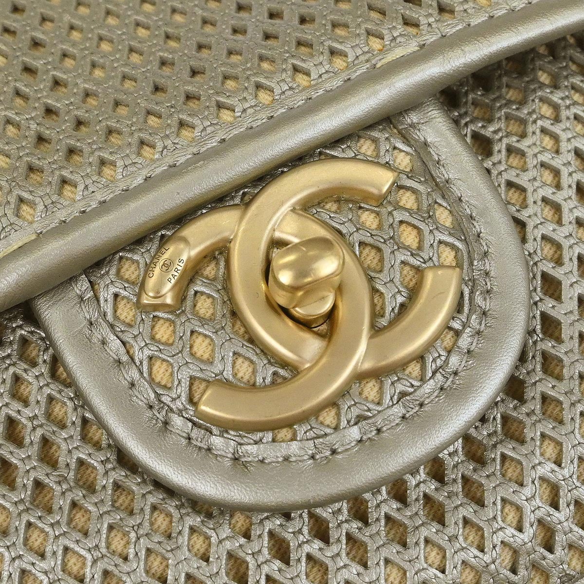 Chanel 2012-2013 Gold Perforated Calfskin French Riviera Shoulder Bag