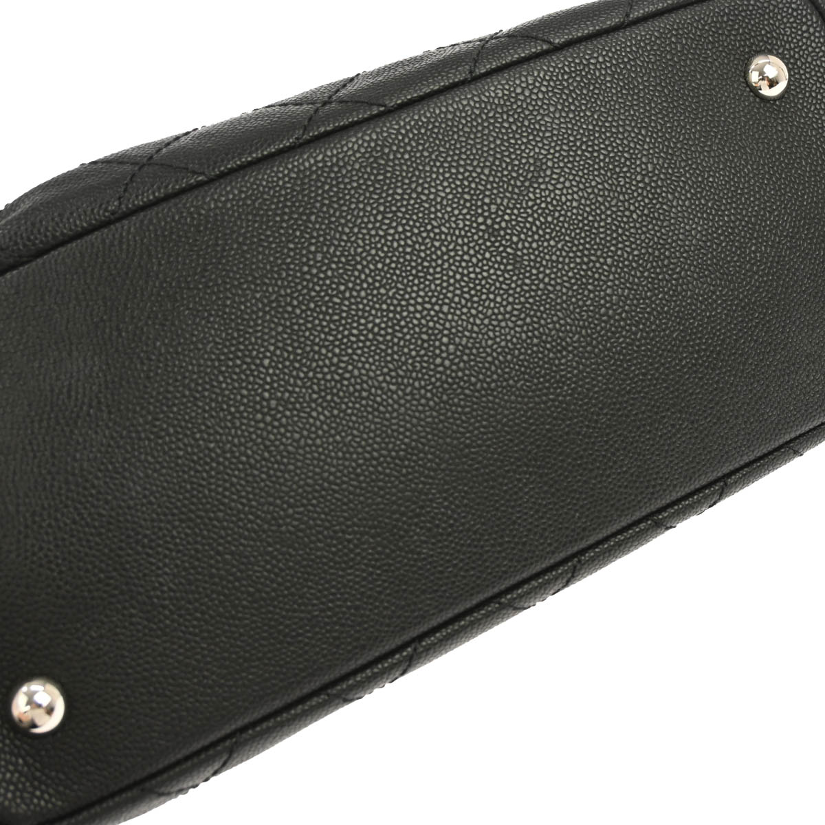 Chanel 2014-2015 Black Caviar Skin Tote Chain Handbag