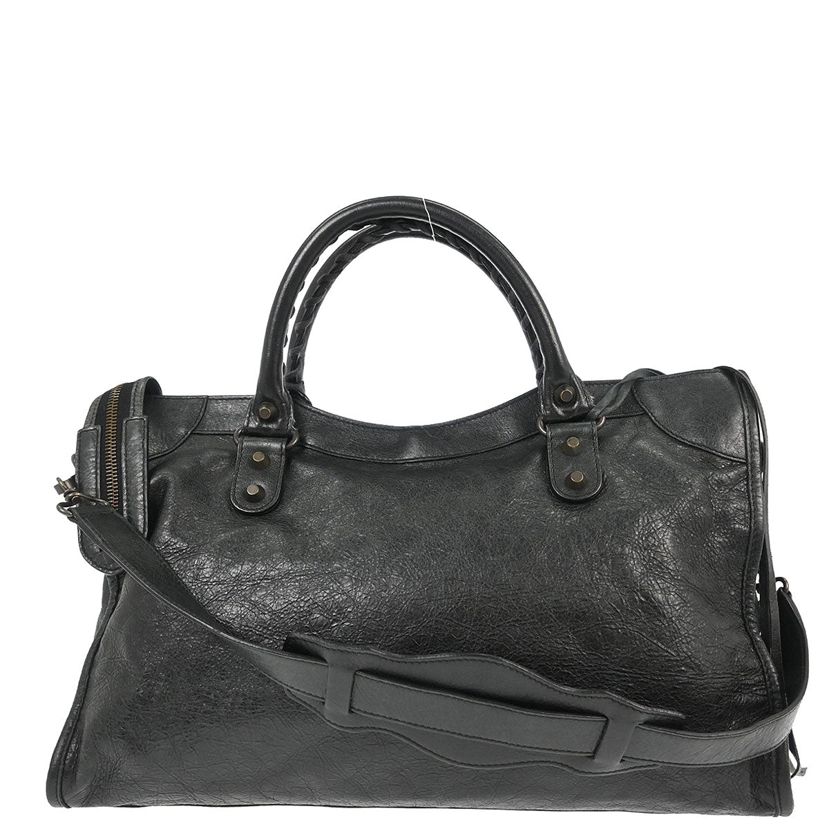 Balenciaga Black Lambskin City Medium Shoulder Handbag