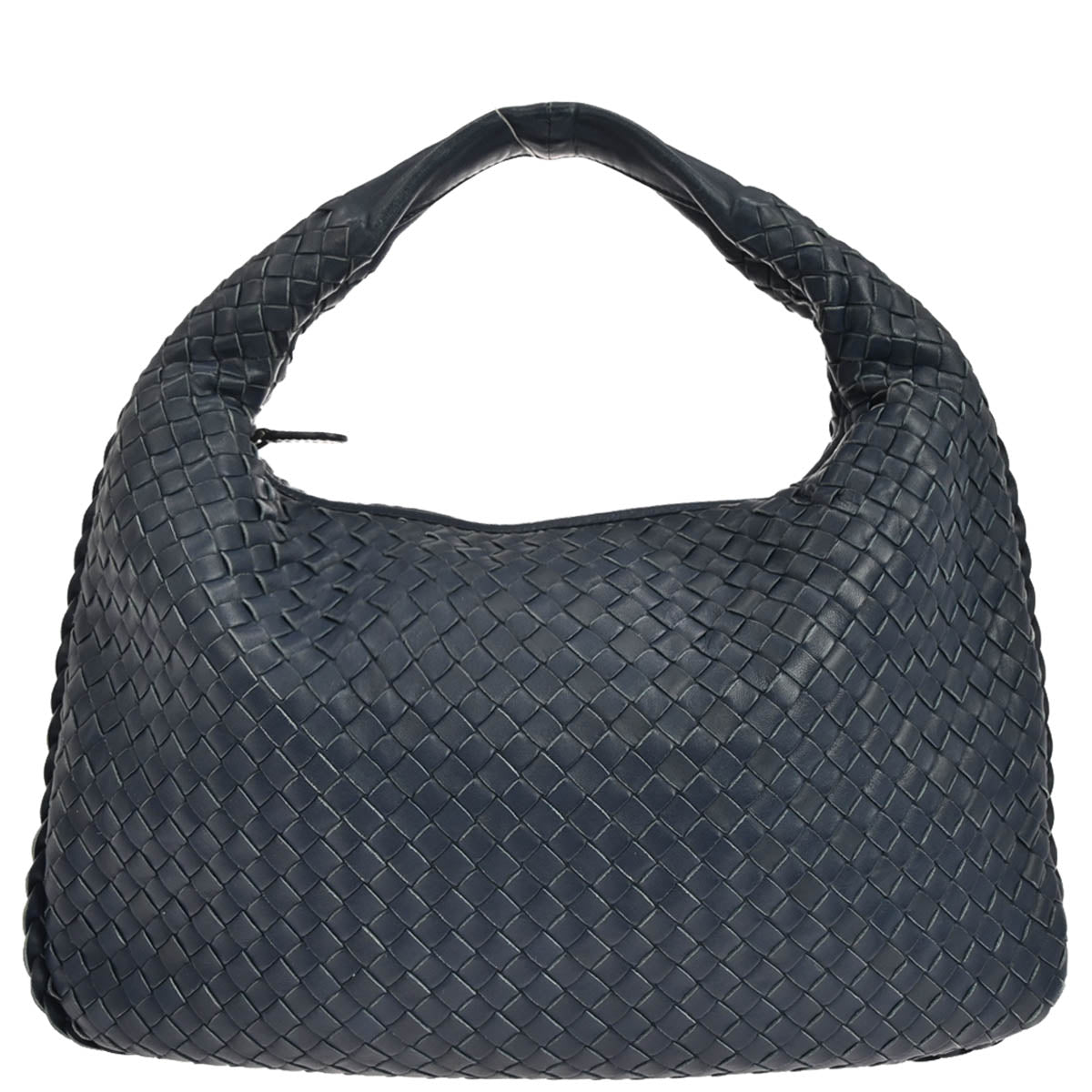 Bottega Veneta Navy Lambskin Intrecciato Hobo Handbag