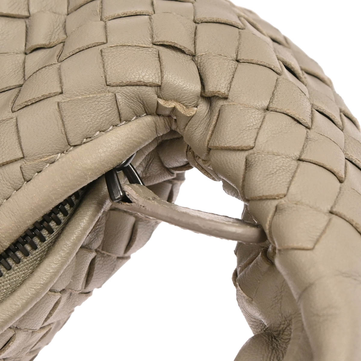 Bottega Veneta Grege Lambskin Intrecciato Hobo Handbag