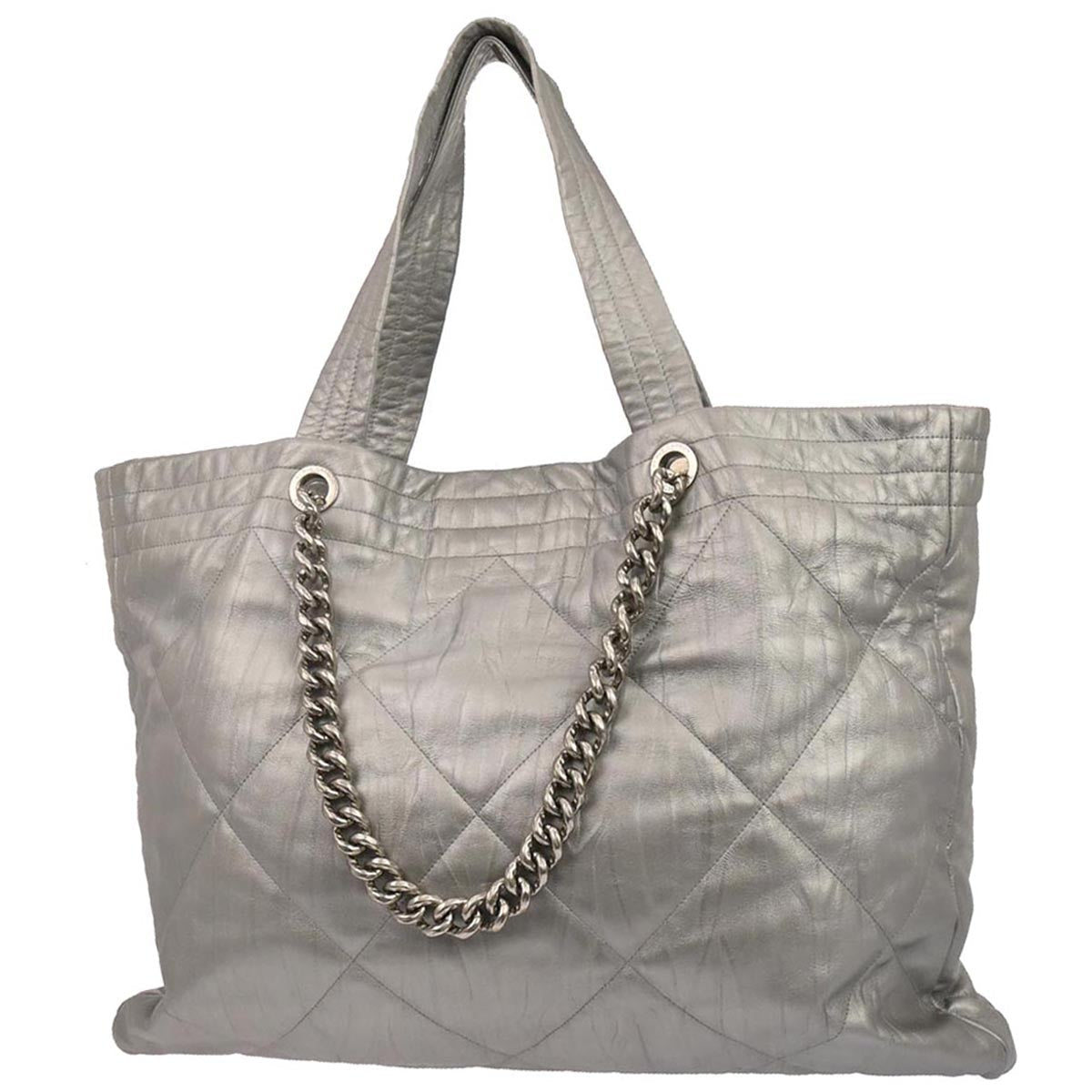 Chanel 2017-2018 Silver Calfskin Ground Control Tote Bag