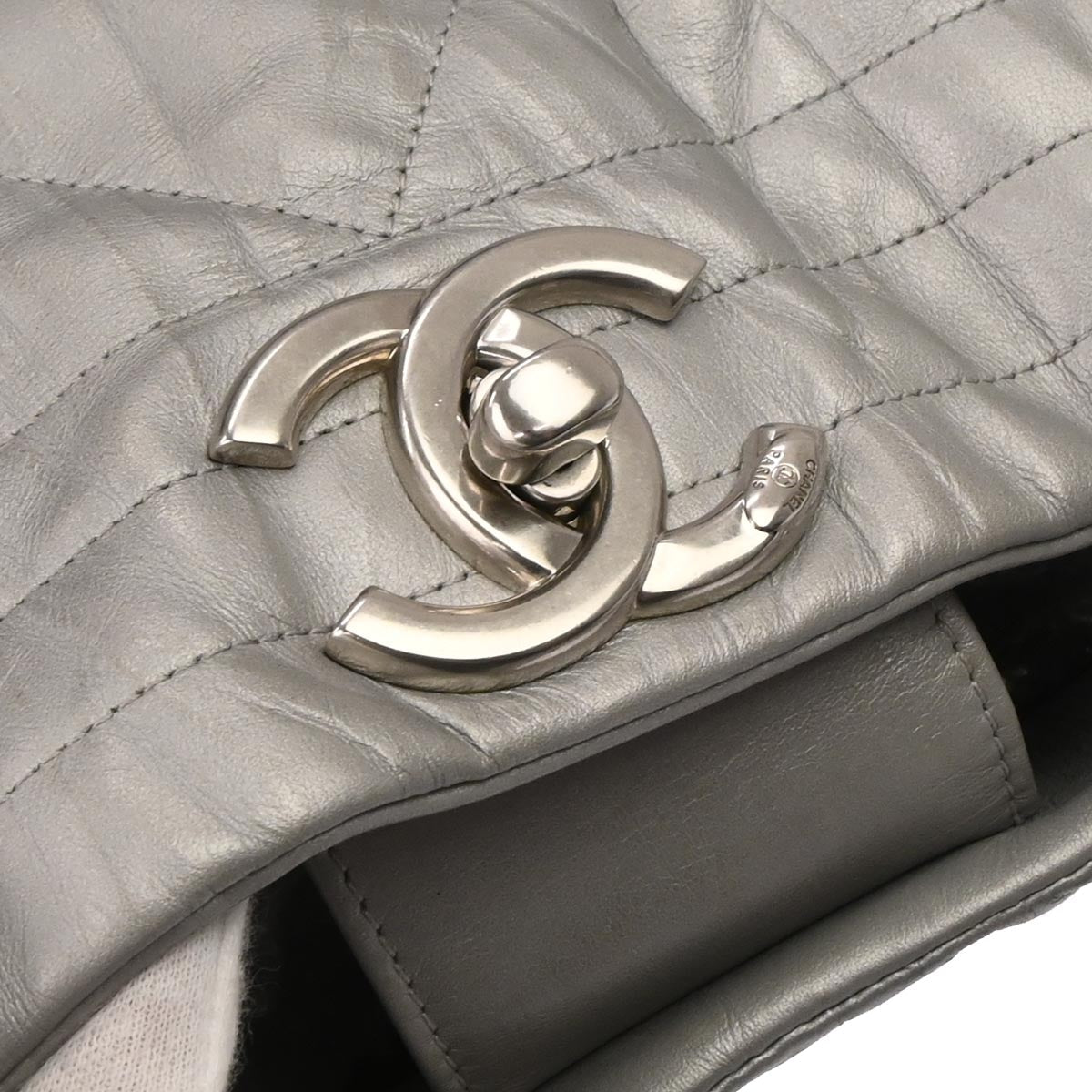 Chanel 2017-2018 Silver Calfskin Ground Control Tote Bag