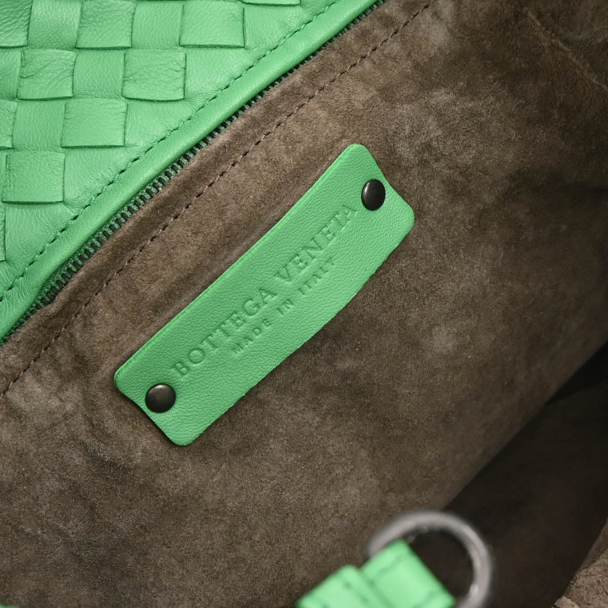 Bottega Veneta Green Lambskin Intrecciato Tote Bag