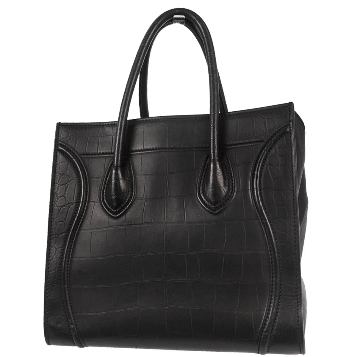 Celine Black Leather Phantom Luggage Tote Bag