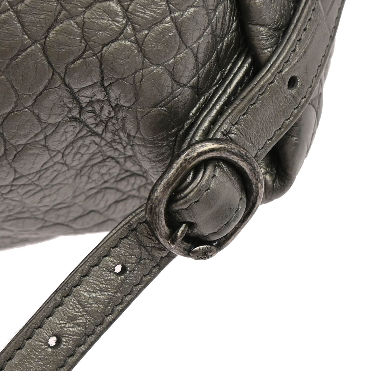 Chanel 2019 Silver Embossed Leather Backpack