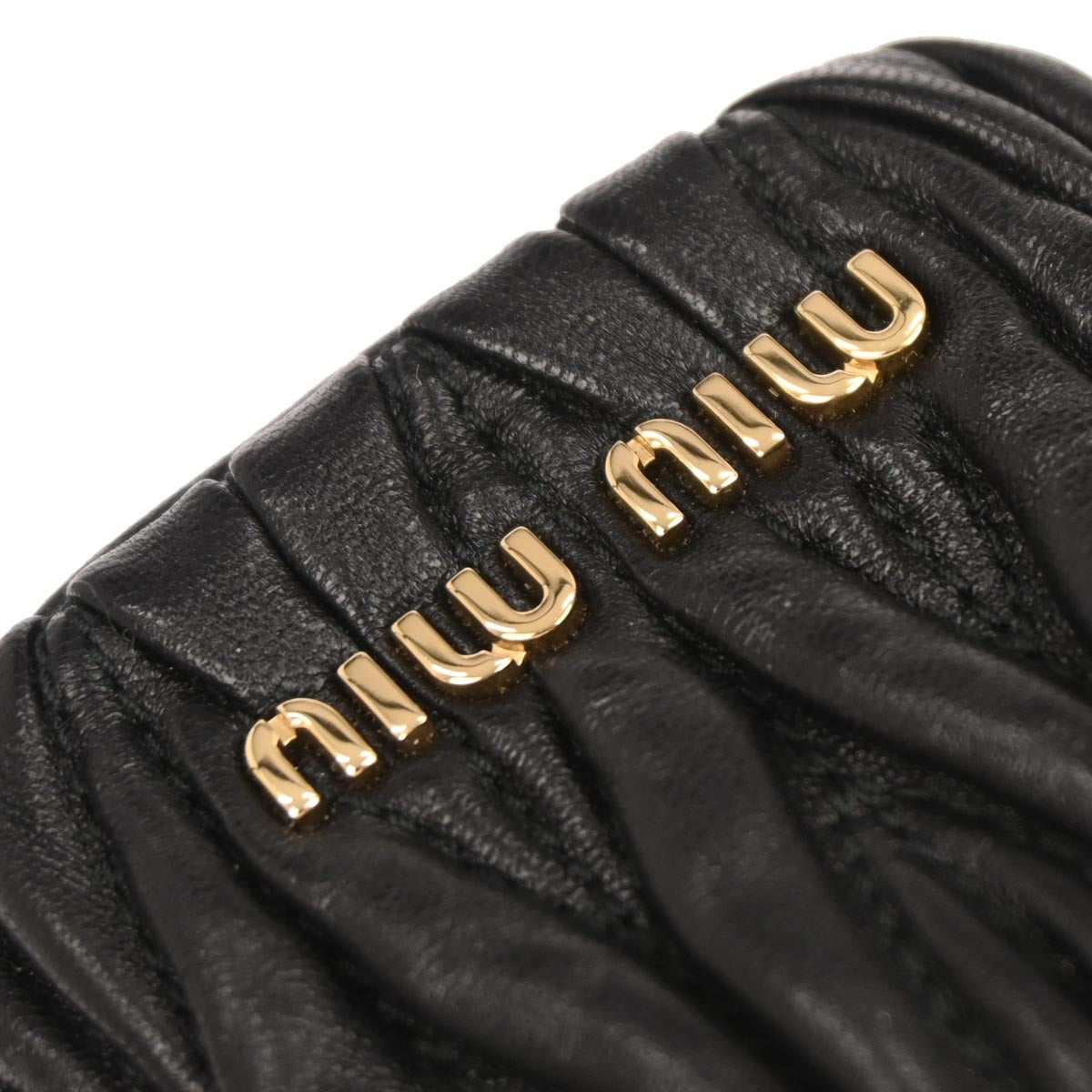 Miu Miu Black Lambskin Matelasse 2way Bag Charm Pochette Shoulder Bag