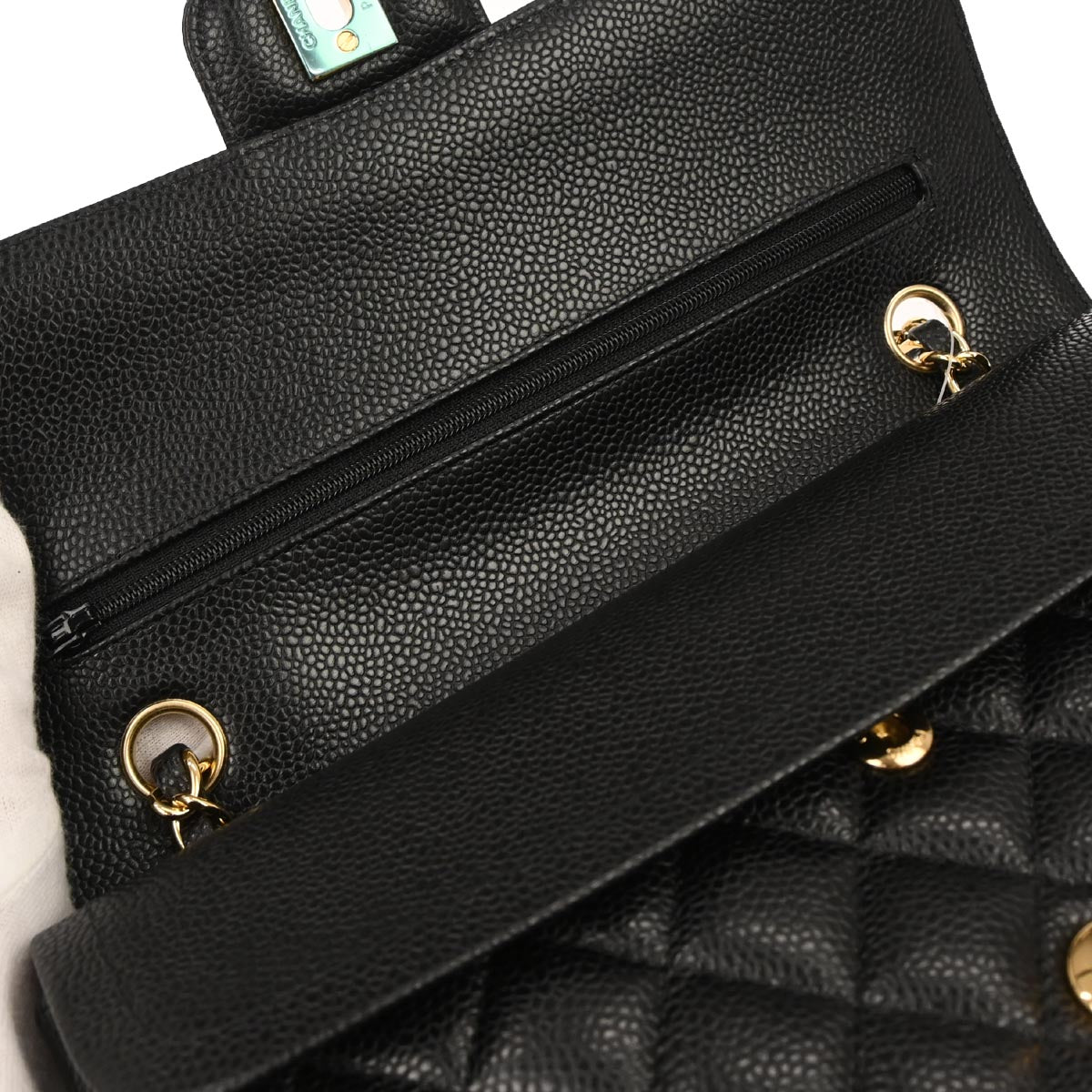 Chanel Black Caviar Skin Medium Classic Double Flap Shoulder Bag