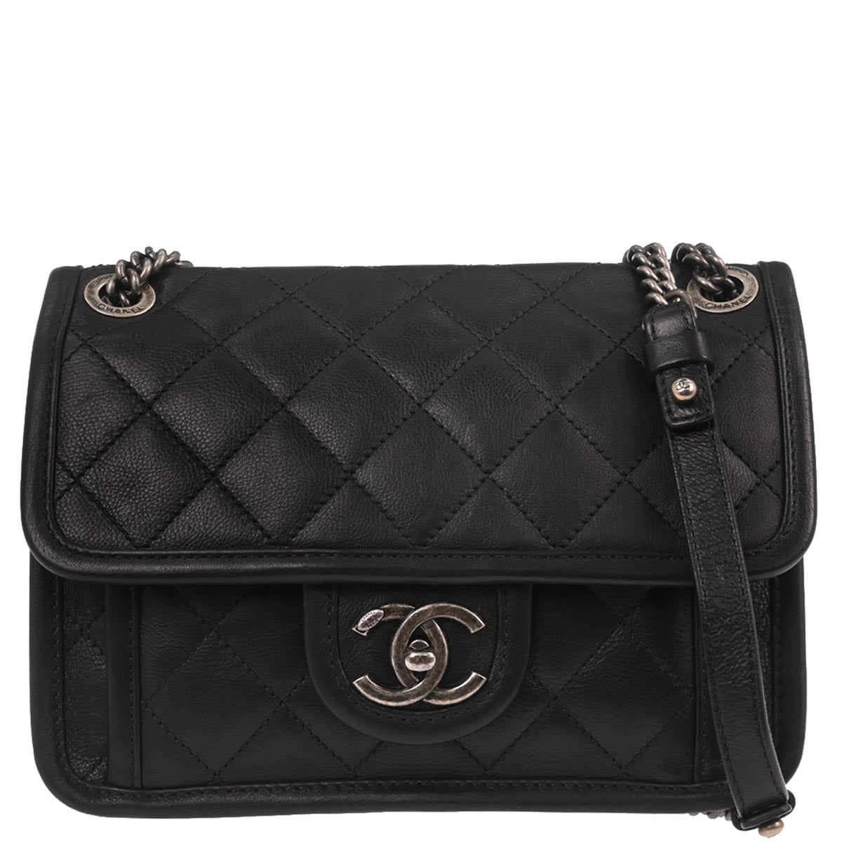 Chanel Black Calfskin French Riviera Shoulder Bag