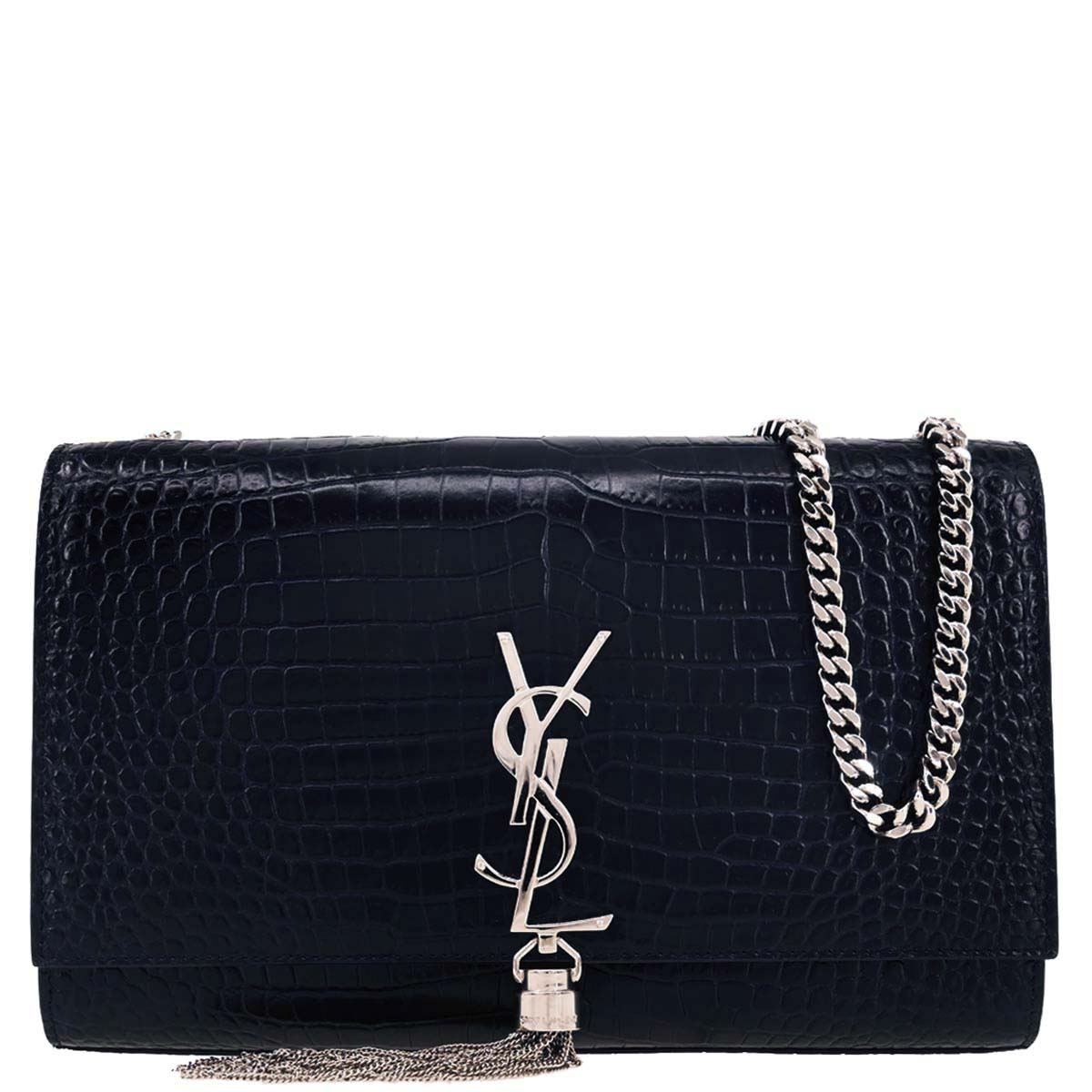 Saint Laurent Navy Embossed Leather Kate Shoulder Bag