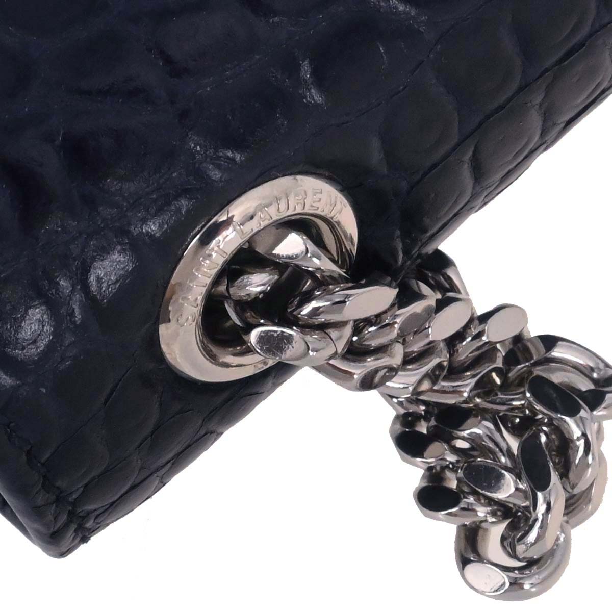 Saint Laurent Navy Embossed Leather Kate Shoulder Bag