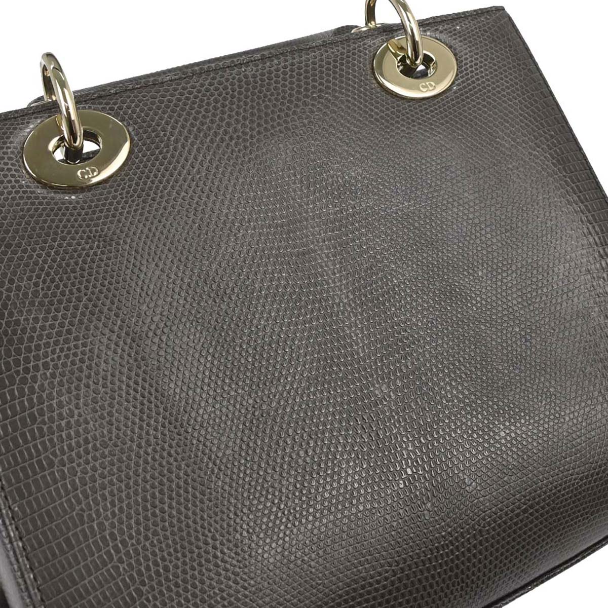 Christian Dior * Gray Lizard Lady Dior 2way Shoulder Handbag
