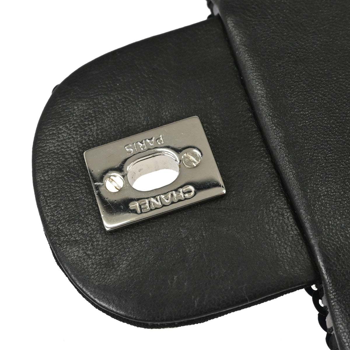 Chanel Black White Sequins Single Flap Shoulder Bag