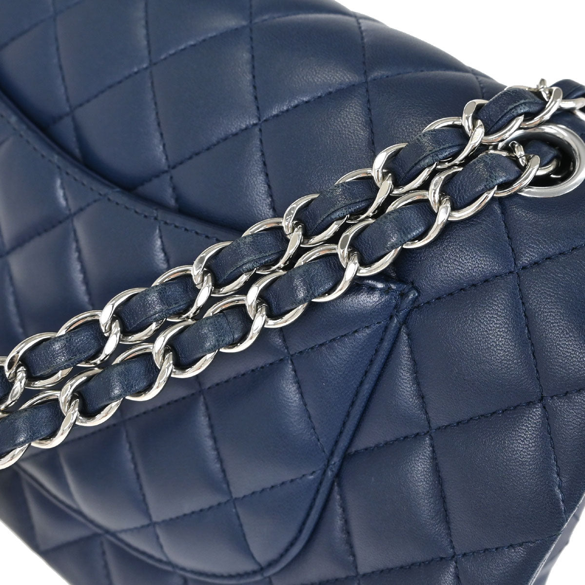 Chanel Navy Lambskin Medium Classic Double Flap Shoulder Bag