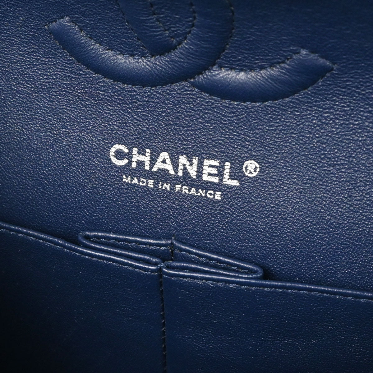 Chanel Navy Lambskin Medium Classic Double Flap Shoulder Bag