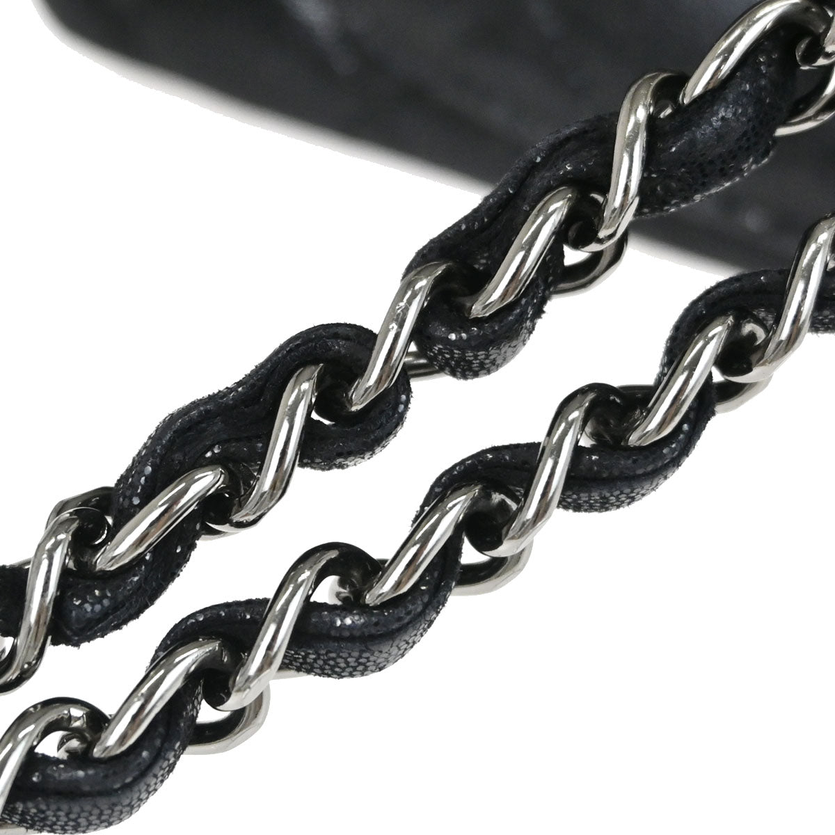 Chanel Metallic Black Calfskin Crystal CC Shoulder Bag