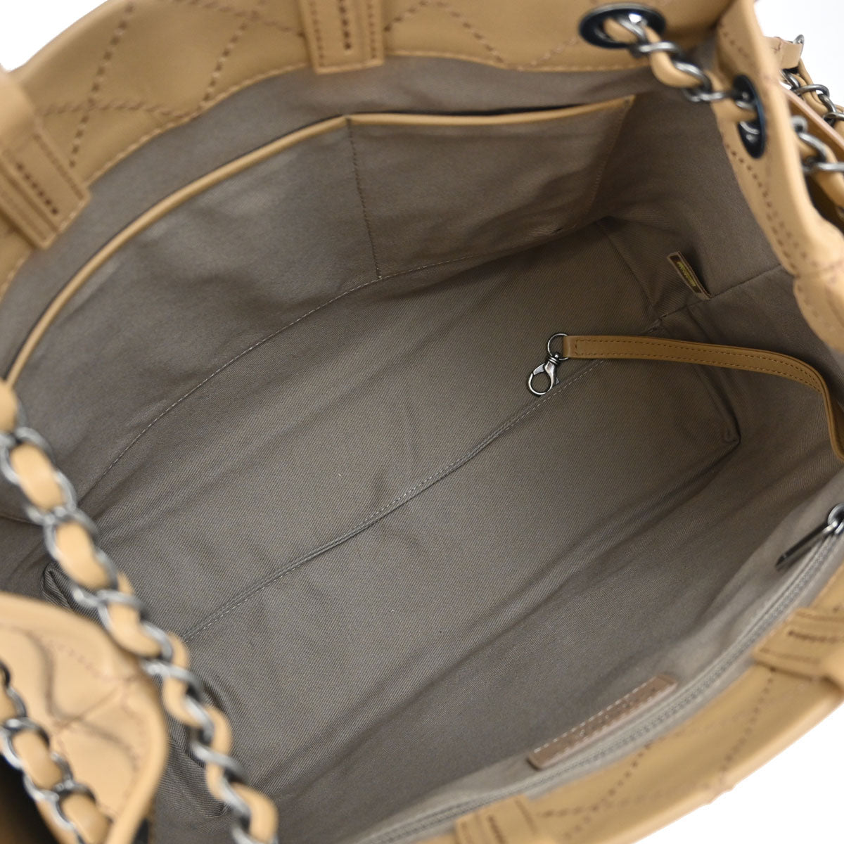 Chanel 2015-2016 Beige Calfskin Wild Stitch Tote 2way Shoulder Handbag