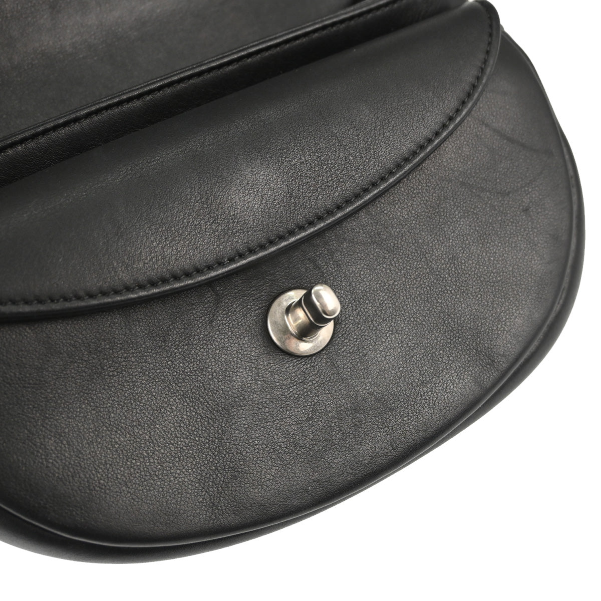 Chanel Black Calfskin Coco Eyelets Round Flap Shoulder Bag