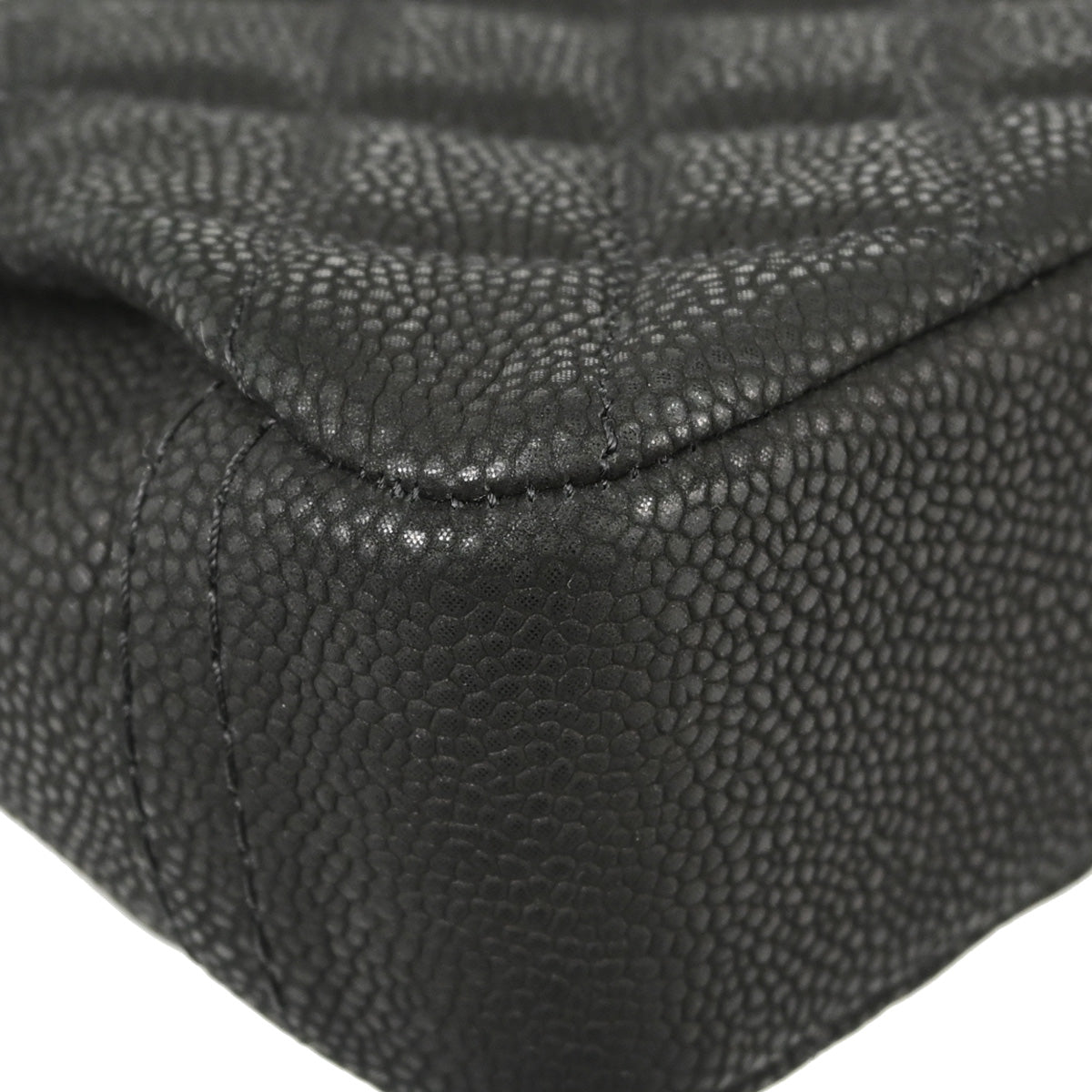 Chanel 2012-2013 Black Caviar Skin Straight Flap Shoulder Bag