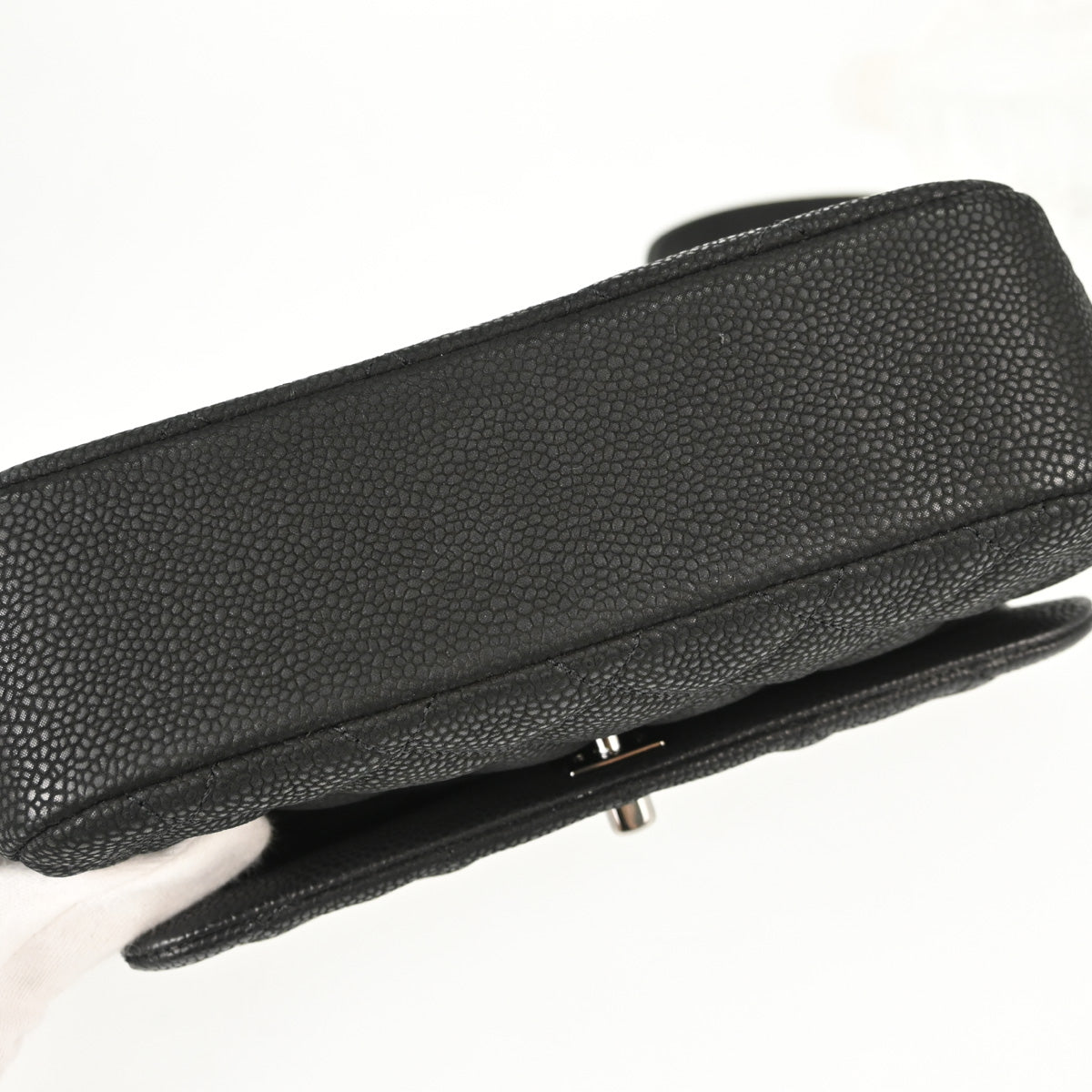 Chanel 2012-2013 Black Caviar Skin Straight Flap Shoulder Bag