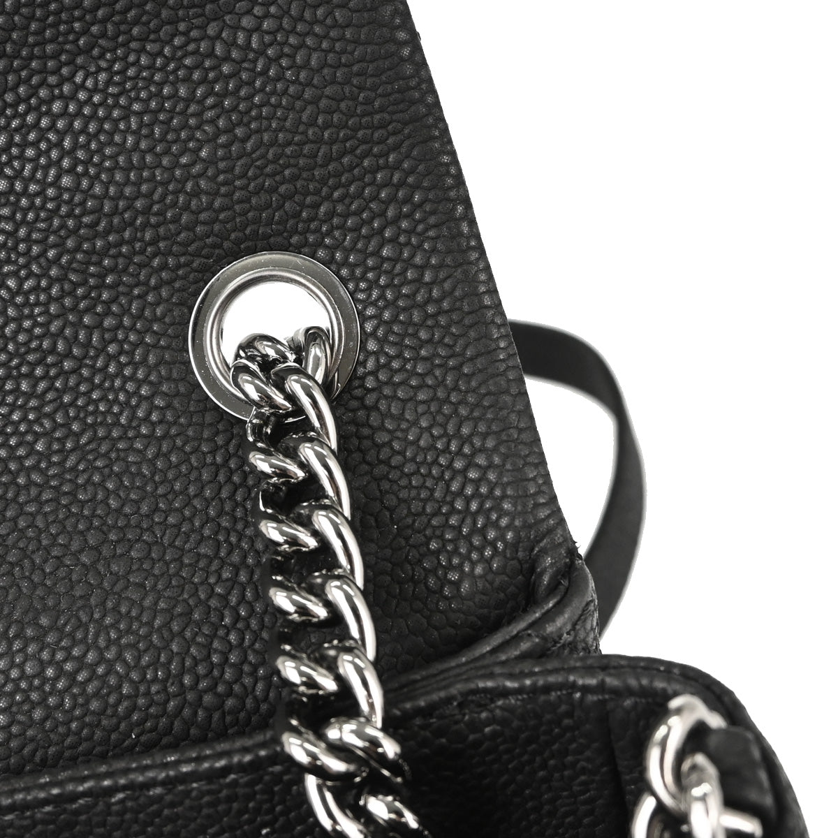 Chanel 2012-2013 Black Caviar Skin Straight Flap Shoulder Bag