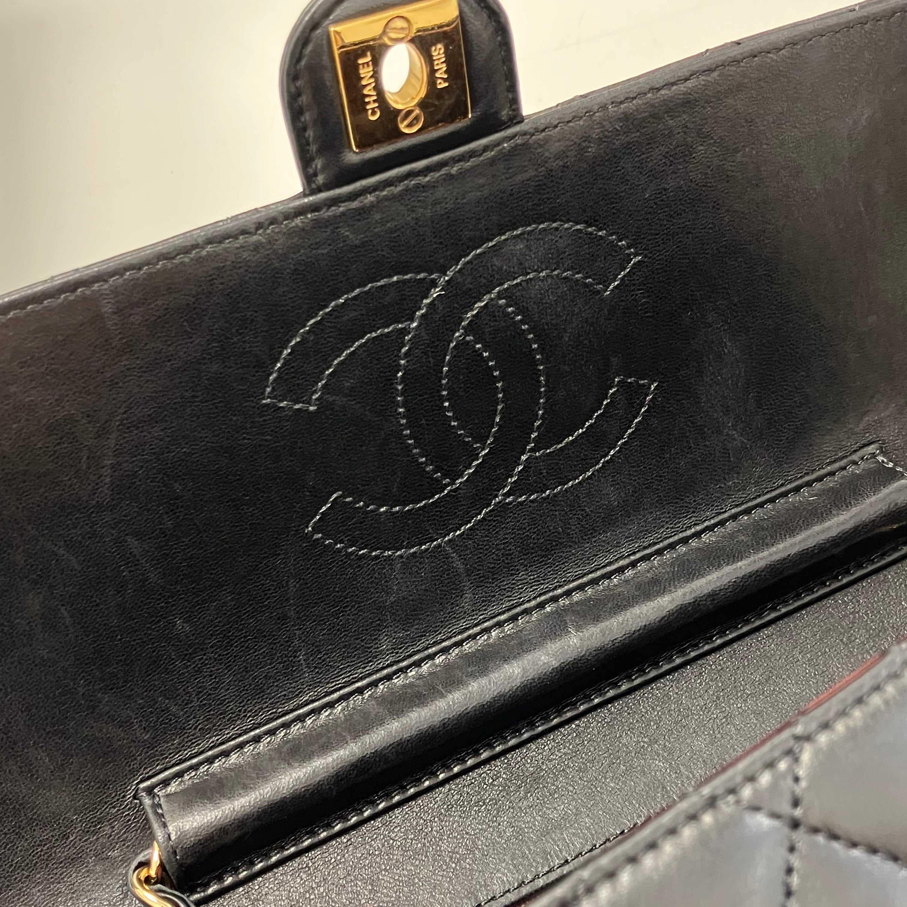 Chanel 2010-2011 Black Lambskin Turnlock Medium Half Flap Shoulder Bag