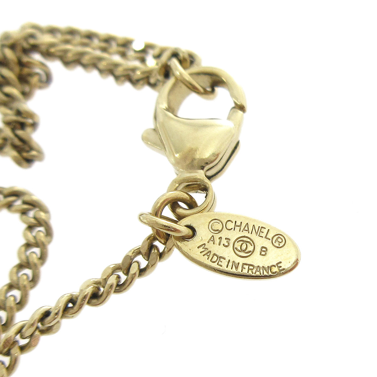 Chanel Artificial Pearl Gold Chain Pendant Necklace A13B