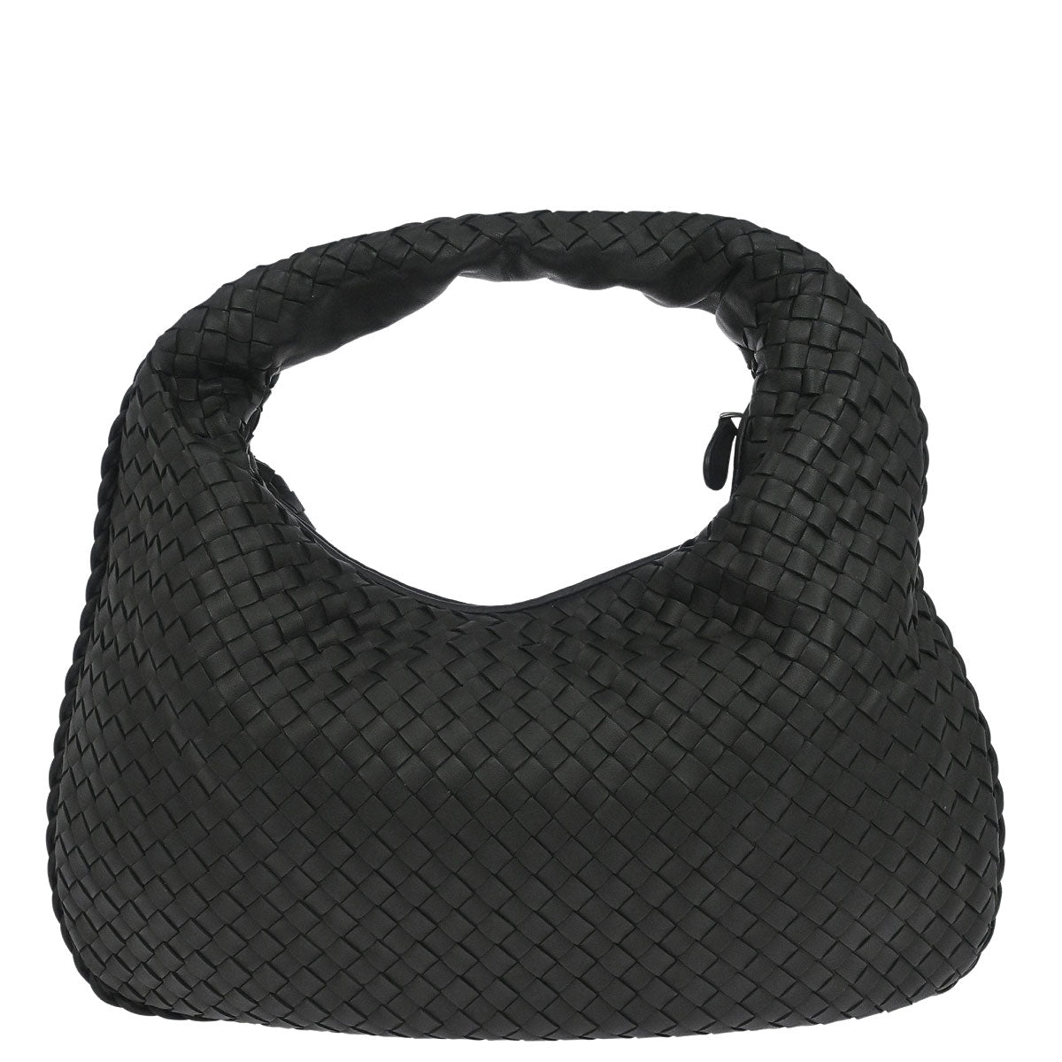 Bottega Veneta Black Lambskin Intrecciato Hobo Handbag