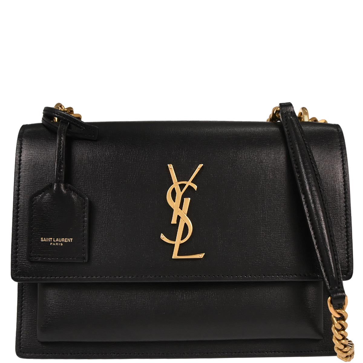Saint Laurent Black Leather Sunset Shoulder Bag