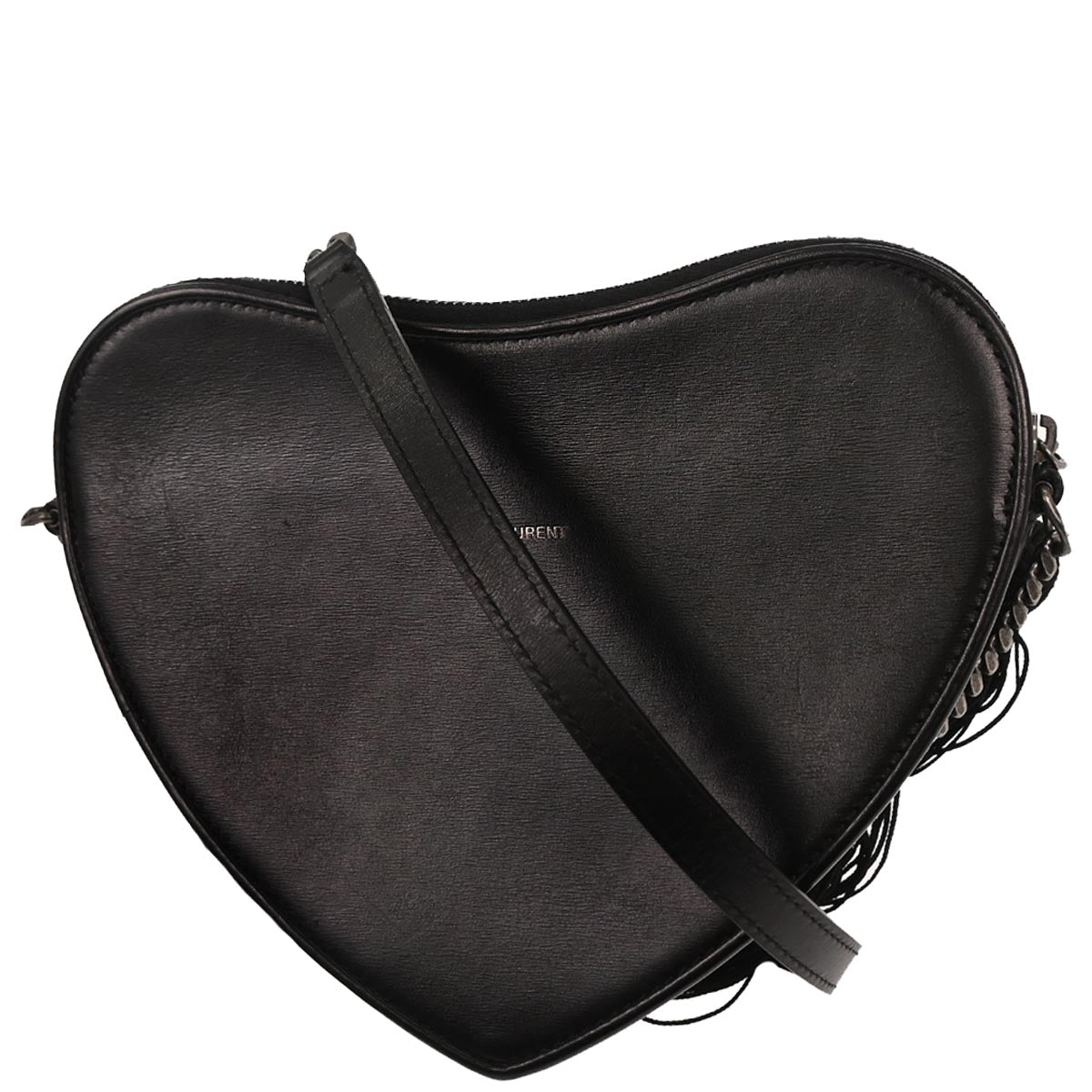 Saint Laurent Black Leather Love Heart Shoulder Bag