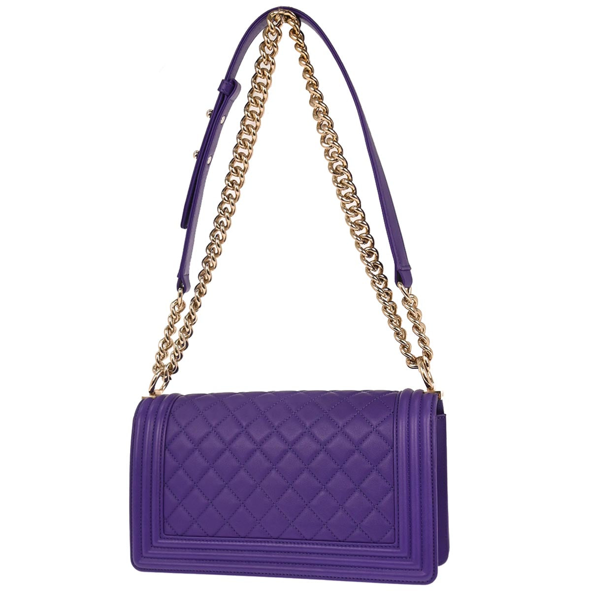 Boy Chanel Purple Lambskin Medium Shoulder Bag