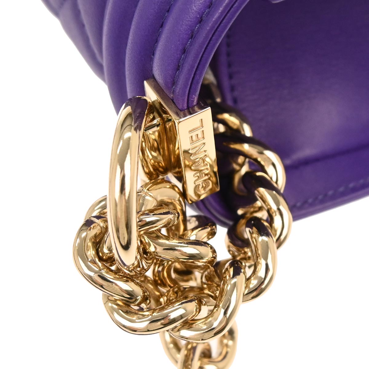 Boy Chanel Purple Lambskin Medium Shoulder Bag