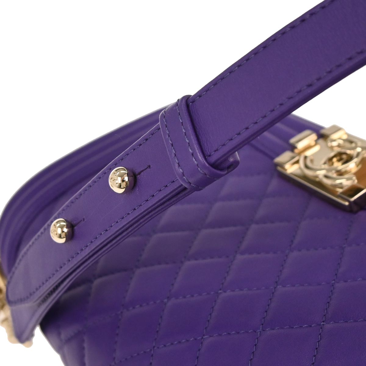 Boy Chanel Purple Lambskin Medium Shoulder Bag