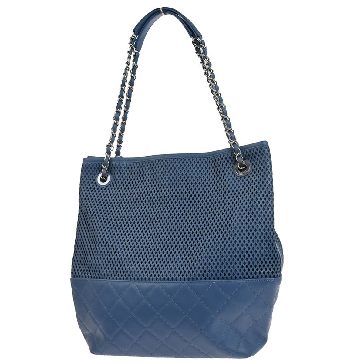 Chanel 2012-2013 Blue Perforated Calfskin Up In The Air Tote Chain Handbag