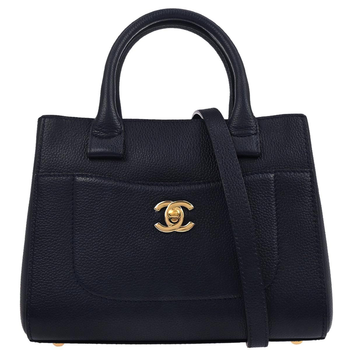 Chanel Navy Calfskin Neo Executive Mini Tote 2way Shoulder Handbag