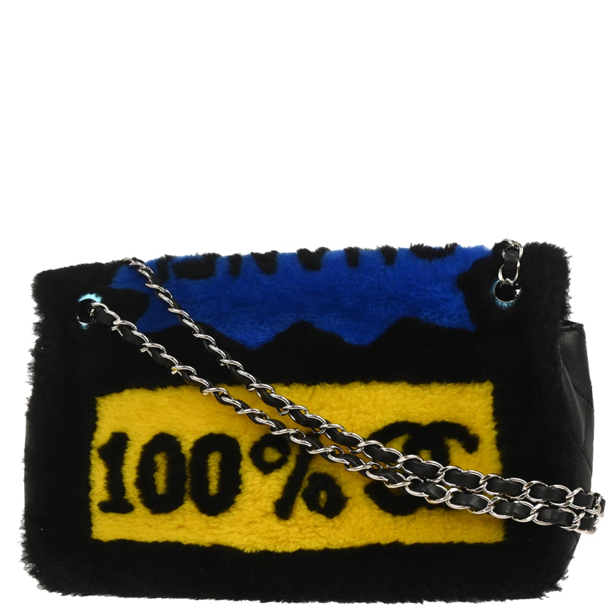 Chanel Black Wool No.5 Turnlock Full Flap Shoulder Bag