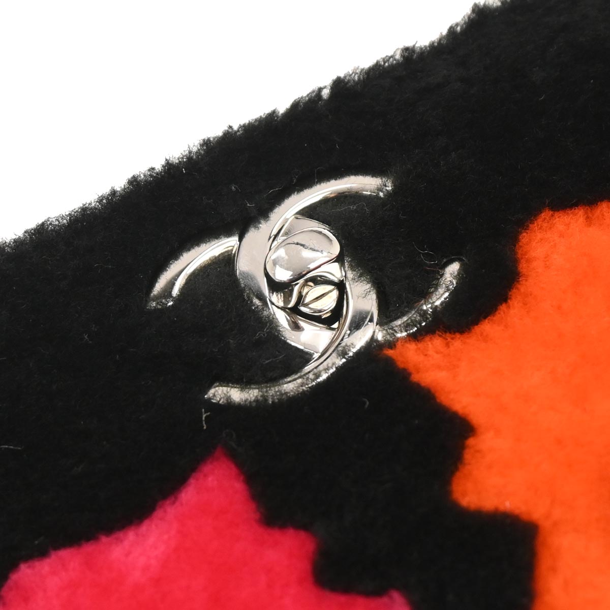 Chanel Black Wool No.5 Turnlock Full Flap Shoulder Bag