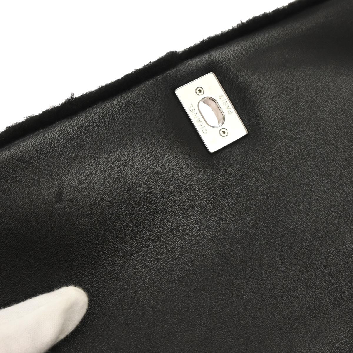 Chanel Black Wool No.5 Turnlock Full Flap Shoulder Bag