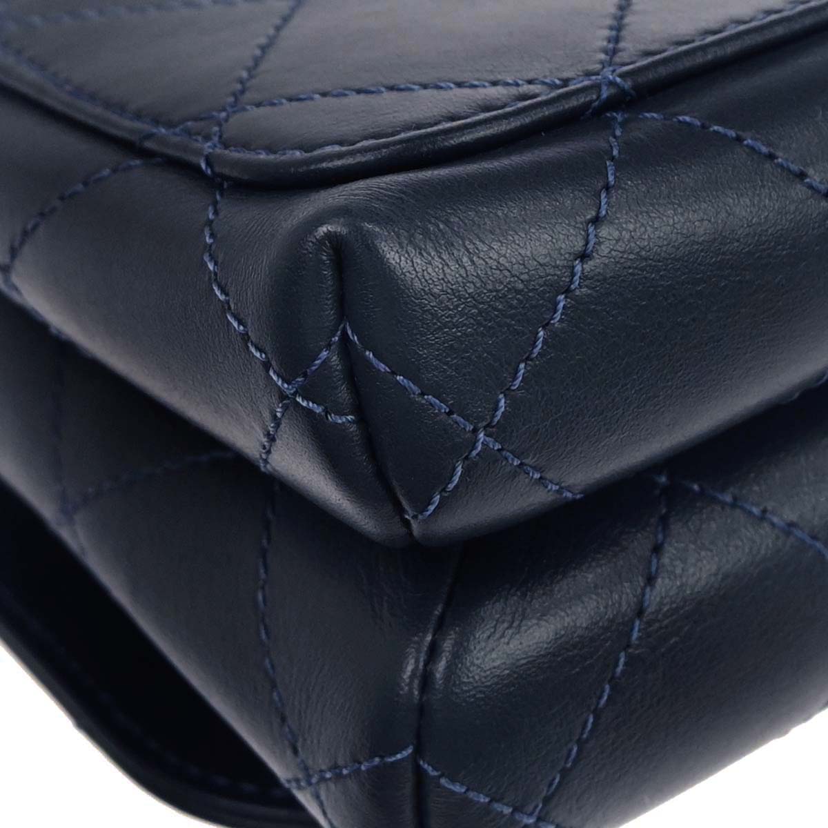 Chanel Navy Calfskin Top Handle 2way Shoulder Handbag