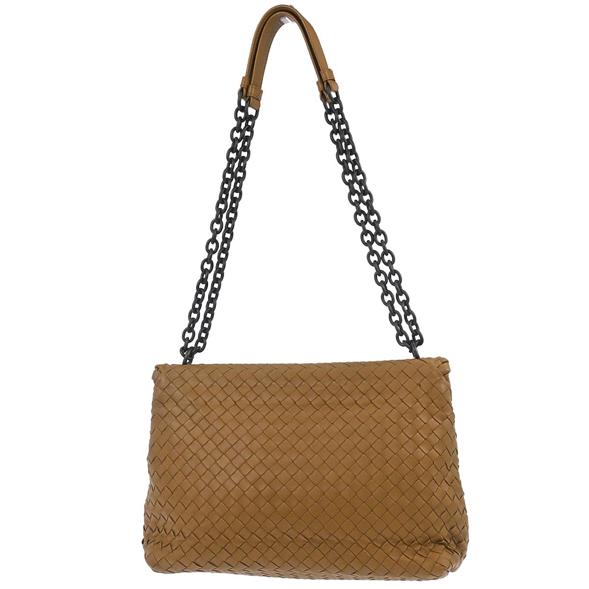 Bottega Veneta Brown Lambskin Intrecciato Shoulder Bag