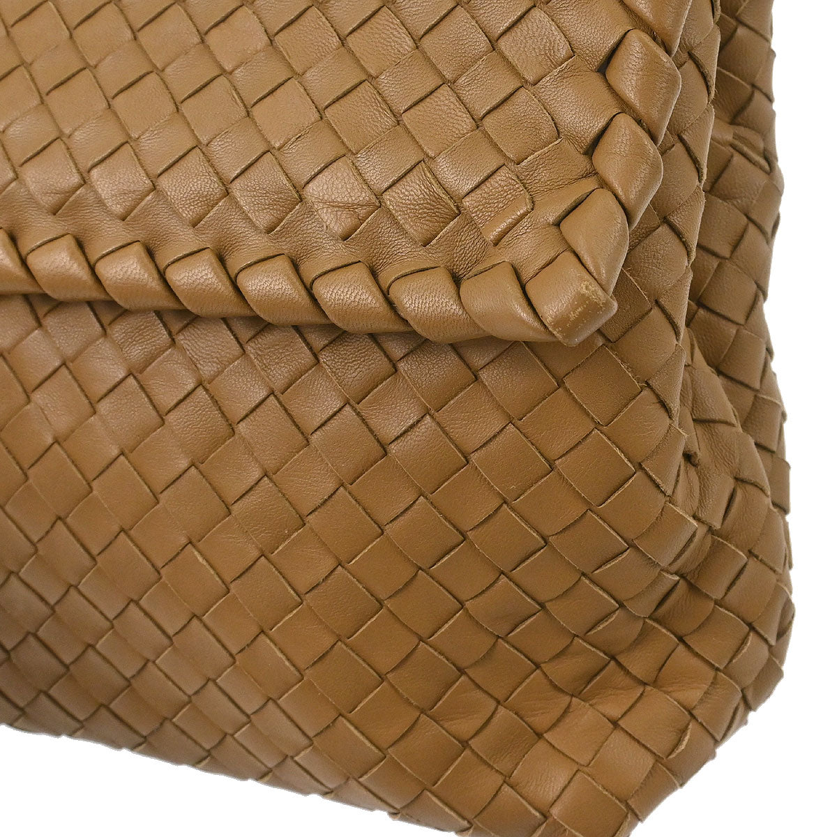 Bottega Veneta Brown Lambskin Intrecciato Shoulder Bag