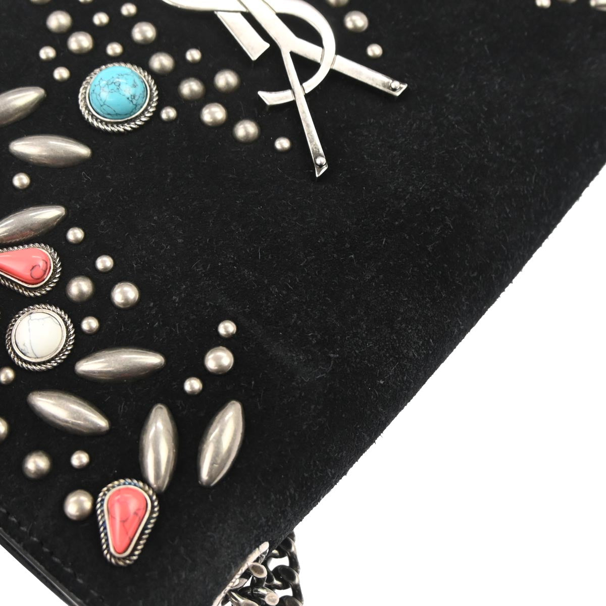 Saint Laurent Black Suede Small Kate Studded Shoulder Bag