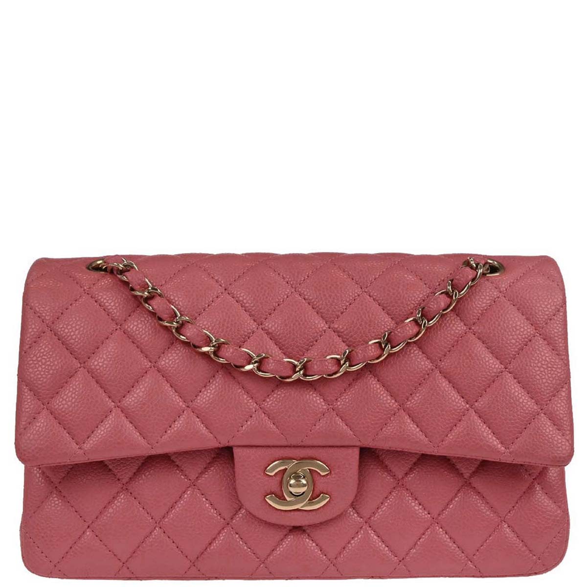 Chanel Pink Caviar Skin Medium Classic Double Flap Shoulder Bag