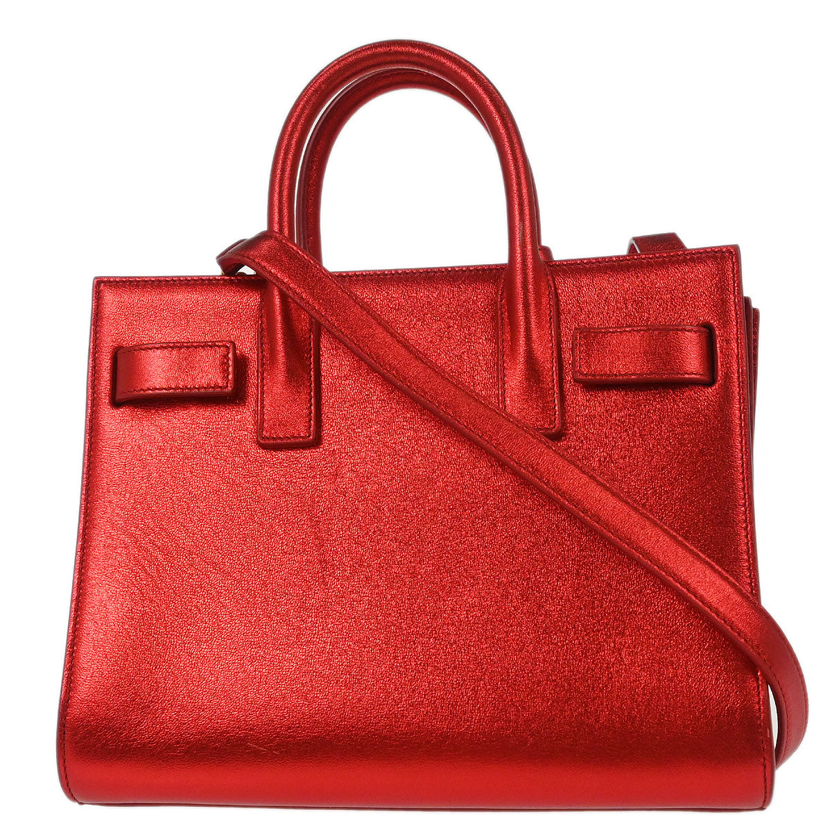 Saint Laurent Metallic Red Sac de Jour 2way Shoulder Handbag