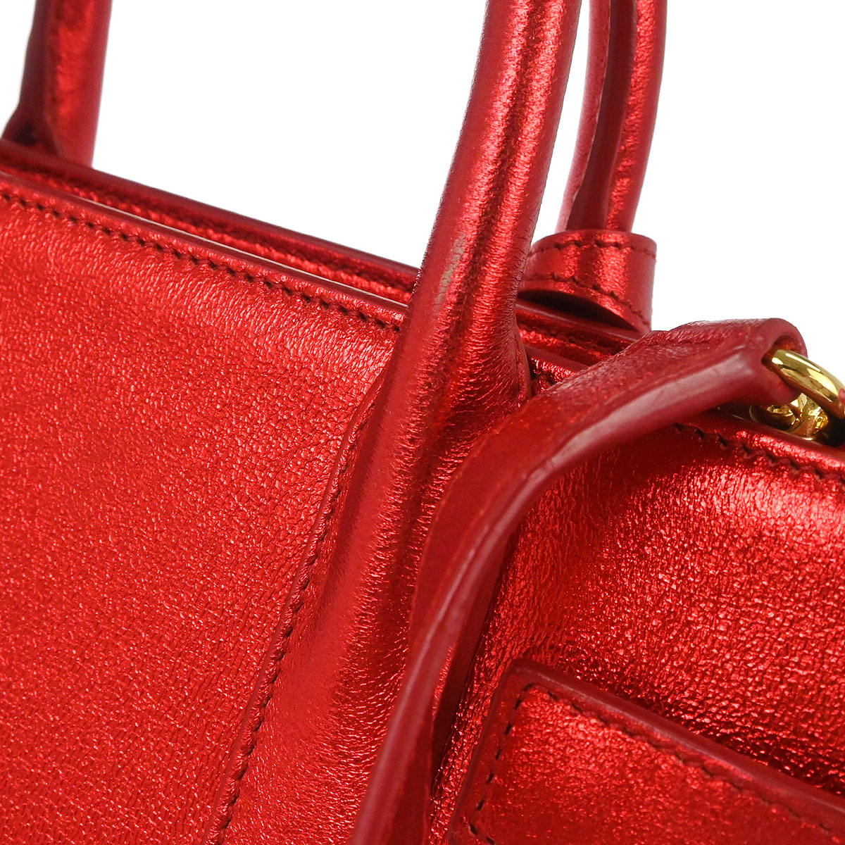 Saint Laurent Metallic Red Sac de Jour 2way Shoulder Handbag