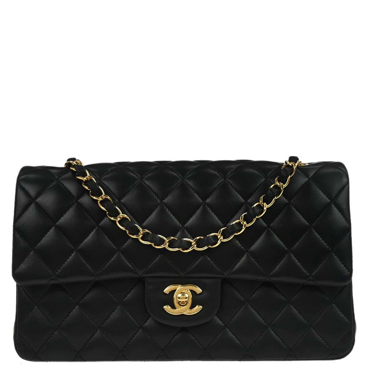 Chanel 2019 Black Lambskin Medium Classic Double Flap Shoulder Bag